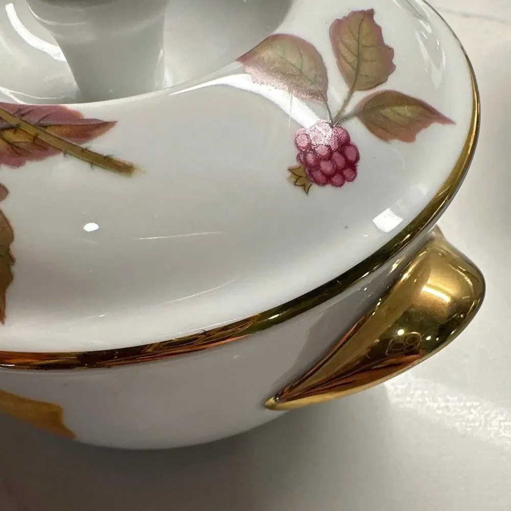 RARE Royal Worcester Evesham Gold 4” Round Covered Individual Casserole Dish